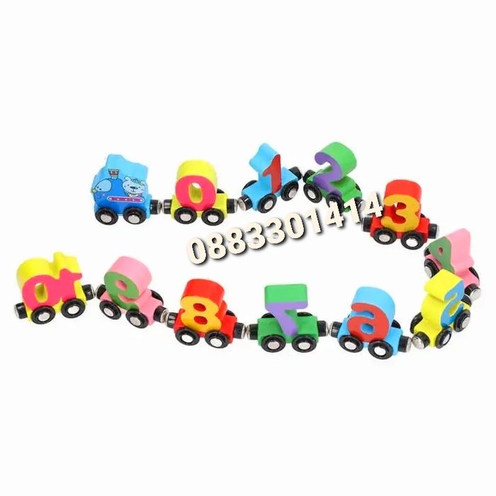 Дървено магнитно влакче с цифри