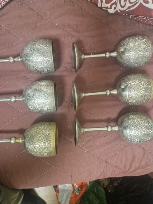 Винтидж посребрени винени чаши – комплект 6 бр.