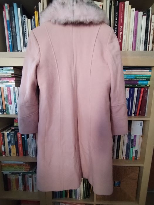 Palton roz pudrat cu 75 la sută lână+ cașmir