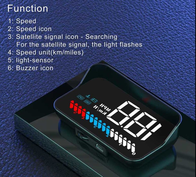 Бортовой компьютер - HUD M7 OBD2 + GPS - многофункциональный оригинал