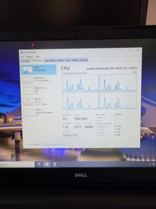 Laptop Dell Vostro 3558 , Intel Pentium 3825U , 8 GB  , ssd 120 GB  , 15.6 "