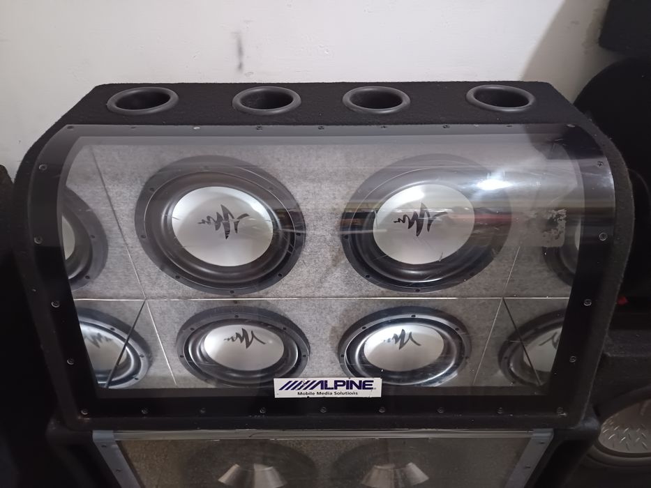Subwoofer auto bass masina MA audio dublu doua difuzoare dual putere 600 rms 1200 max