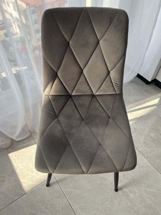 Set 4 scaune living tapitate SAVIER, gri, 44x55x87.5 cm