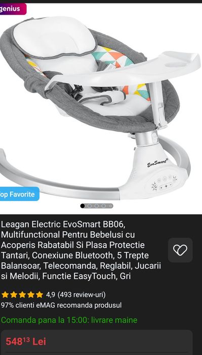 Leagăn electric bebeluși