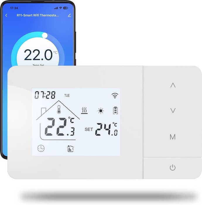 Termostat Beok BOT-W506-W/B-WIFI centrală termică gaz,wireless încălzire,WiFi cu suport pentru control vocal (Alexa),programat individual fiecare zi