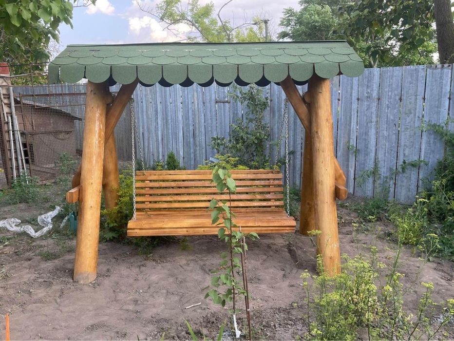 Leagan rustic din lemn masiv / balansoar copii