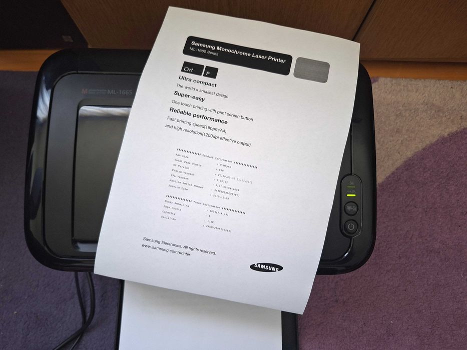 Imprimanta Samsung ML- 1665 monochrome laser printer toner nou 1500
