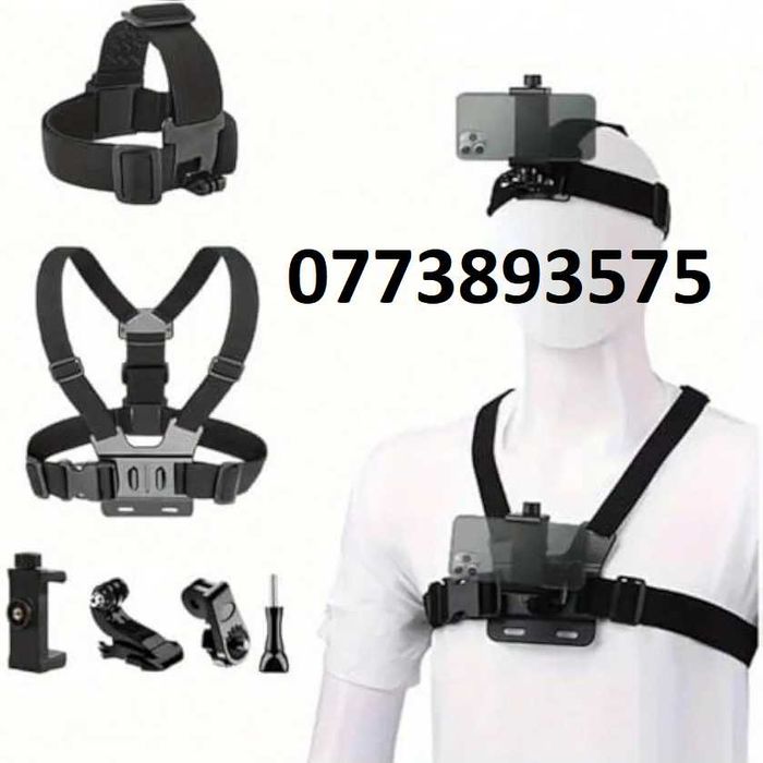 Prindere ham piept + cap suport TELEFON / Gopro / camera insta360