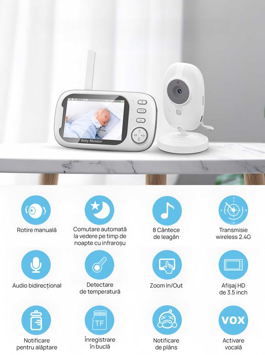 Baby Monitor WiFi Performtech™ NightVision HD, Suport Baby Monitor