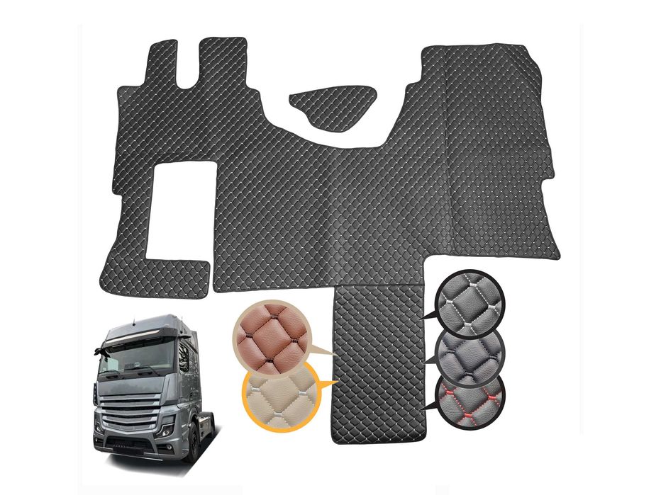 Covorașe camion Mercedes Actros MP4, MP5, L, SoloStar după 2015 din piele ecologică, capitonate, pentru transmisie automată