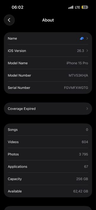 Iphone 15pro 256 86%