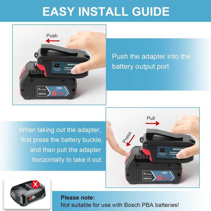 QUPERR USB-A и USB-C адаптер за батерии BOSCH Proffesional 18V,qupper