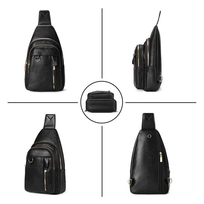 Чанта през рамо черна голям капацитет водоустойчива, унисекс