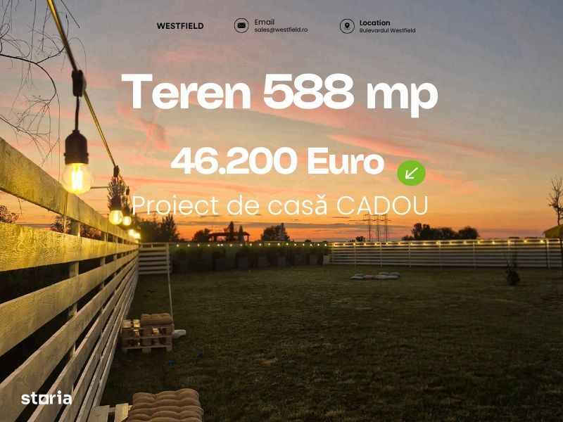 De vânzare teren 588 mp + proiect casă modernă CADOU