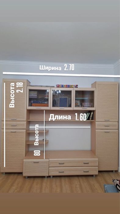 Стена в зал , полка , мебель