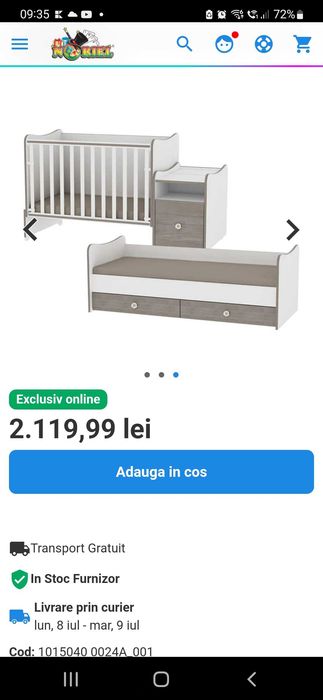 Pătuț transformabil bebe/ junior