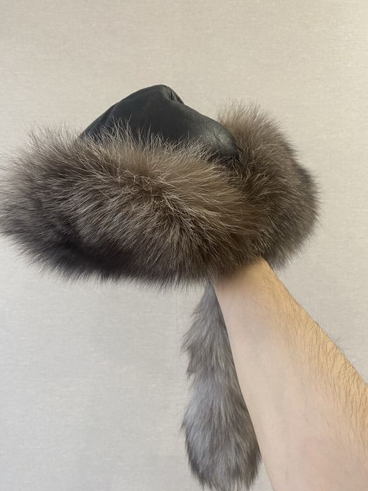 кожаная ушанка с мехом