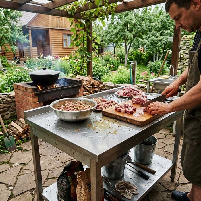 Стол нержавейка для двора и мангала Dacha stoli Nerjaveyka