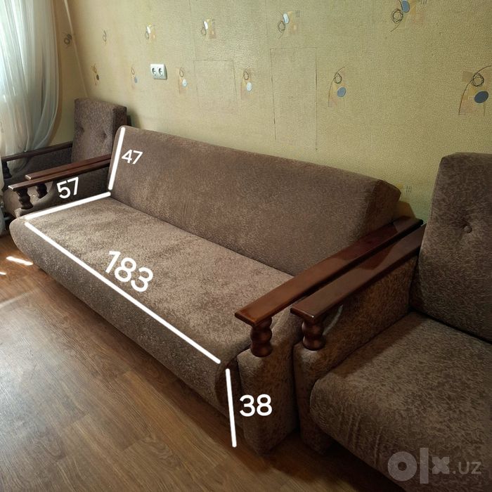 Диван с 2 креслами в хорошем состоянии