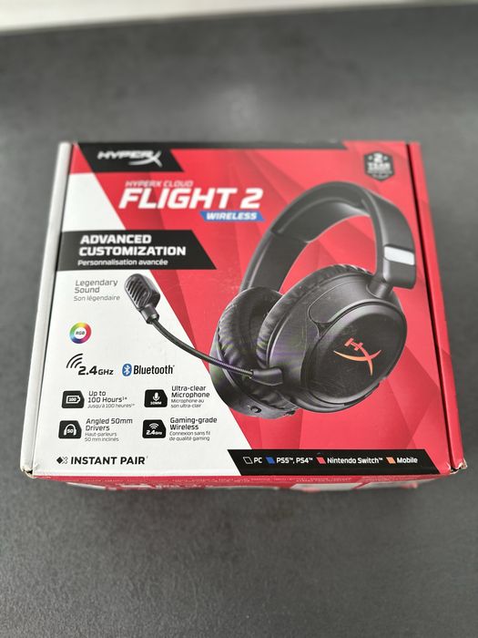 Casti gaming HyperX Cloud Flight 2 Wireless – Ca Noi – Full Box – Bluetooth/2.4GHz