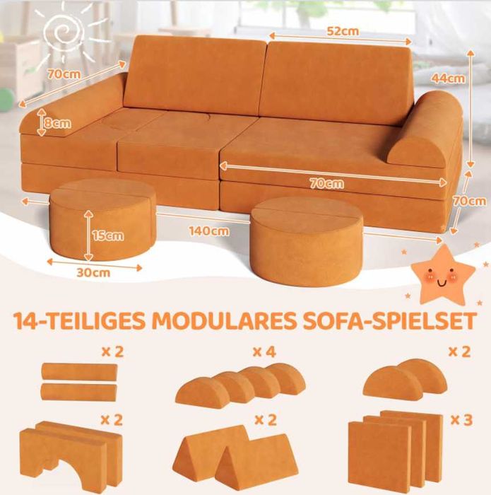 Модулен детски диван за игра / 14 части