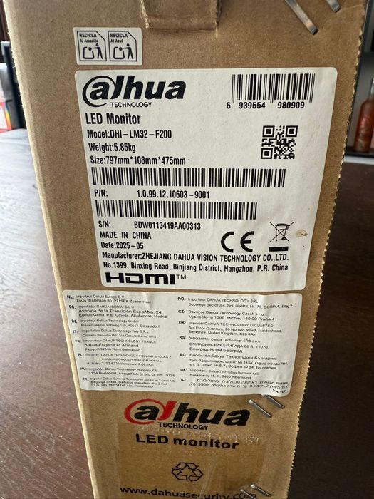 Monitor Led Dahua 32 inch DHI-LM32-F200 Sigilat