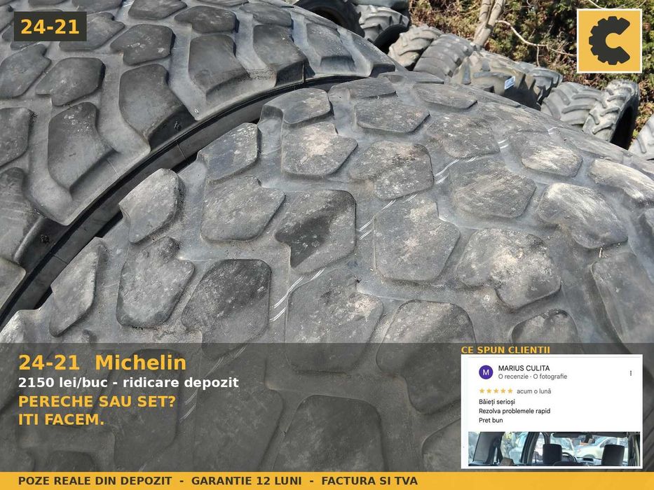 Cauciucuri 24-21 Michelin Anvelope Utilaj Greu Tractiune PERECHE SH GARANTIE Factura 23.5-25