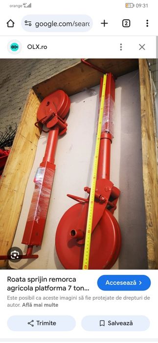 Picior sprijin cu roata remorca îngrășăminte mig gunoi vidanja 7 tone