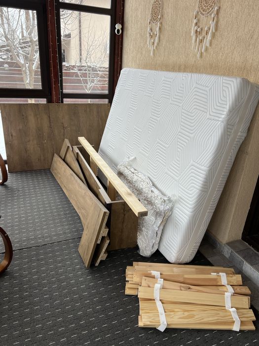 Pat Manderul 140x200 stejar salbatic+saltea+somiera