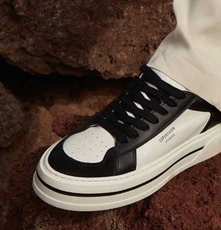 Pantofi sport casual 40 40.5 premium Copenhagen piele naturala moale alb negru