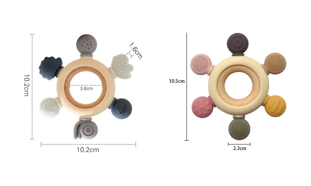 Игрушка прорезыватель грызунок для зубов деревянный силиконовый
