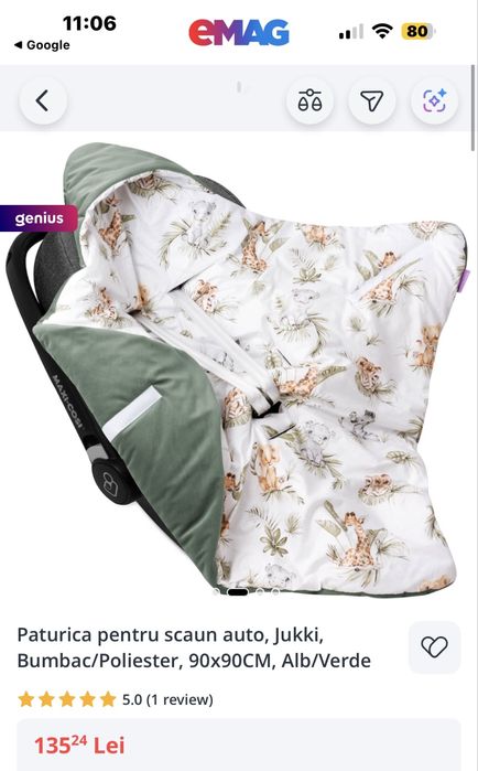 Paturica pentru scaun auto , carucior ,si 2  patura, alb , 70x90