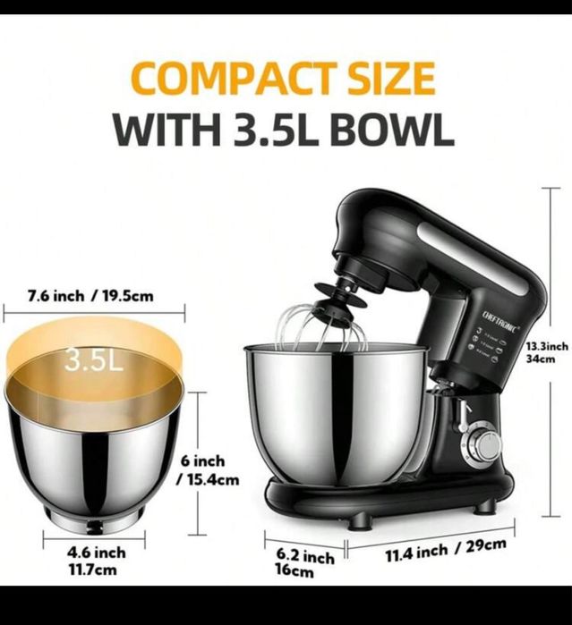 Mixer cu bol de oțel cu cap rabatabil