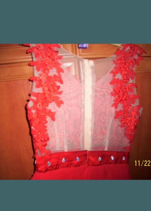 Rochie roșie de seară cu sită mar M-L