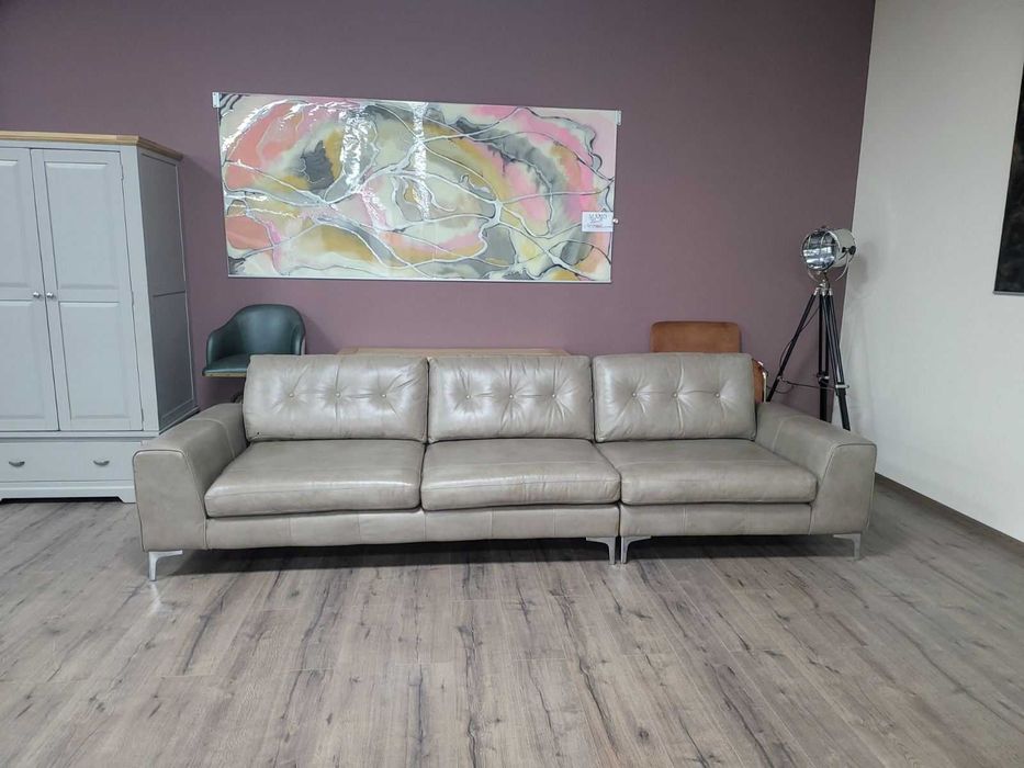 Бежов кожен диван четворка - 100 % естествена кожа