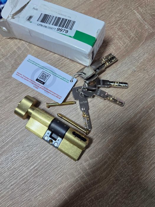 Butuc Încuietoare de usa cu Spectre din alamă, 40 mm (rotație) / 40 mm (cheie) (80 mm), cu cilindru de ușă