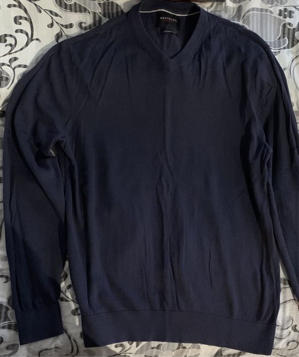 Pulover Westbury Casmir/Bumbac/Matase masura L NOU  bluemarin