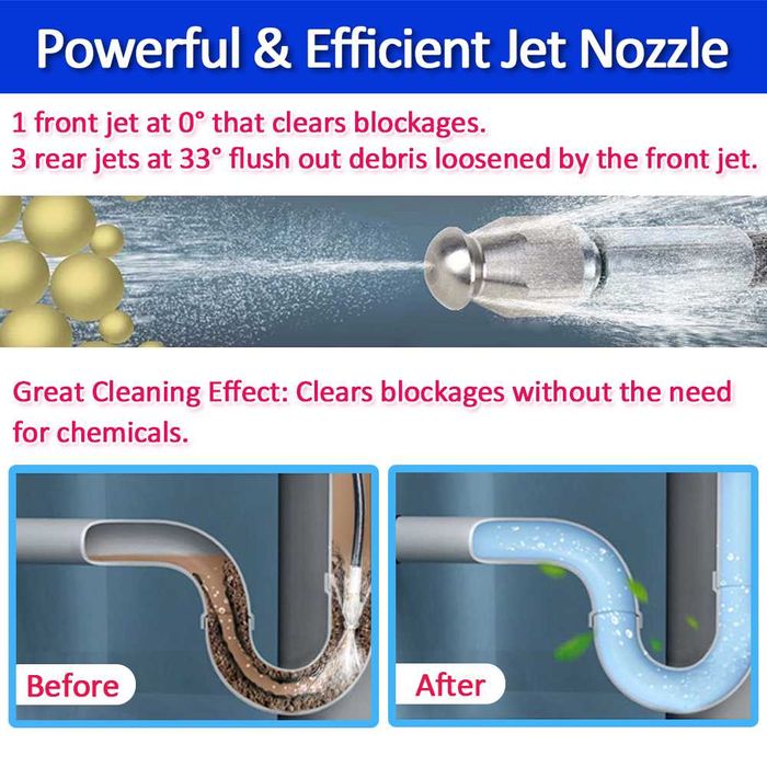 Маркуч за отпушване и почистване на канали за вс. водоструйки 10м, 20м