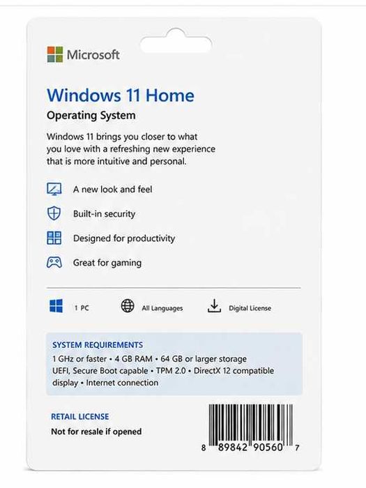 ! Microsoft Windows 11 Home Retail электронная лицензия, все языки