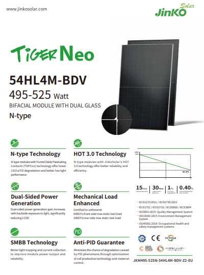 Panouri solare 510w Jinko TigerNeo 54HL4M-BDV TopCon nType Bi-Facial