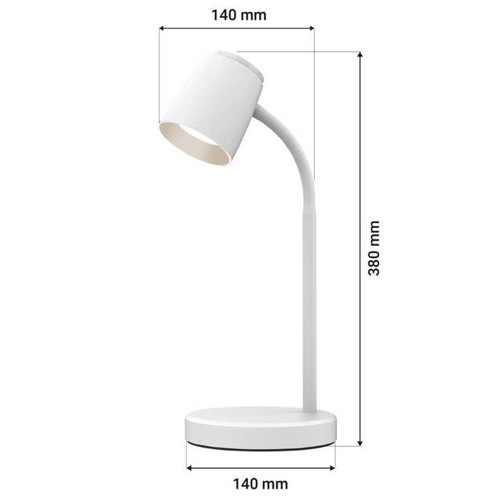 Lampă de Birou LED ORO VERO Alba, 4.5W, Braț Flexibil, Design Modern