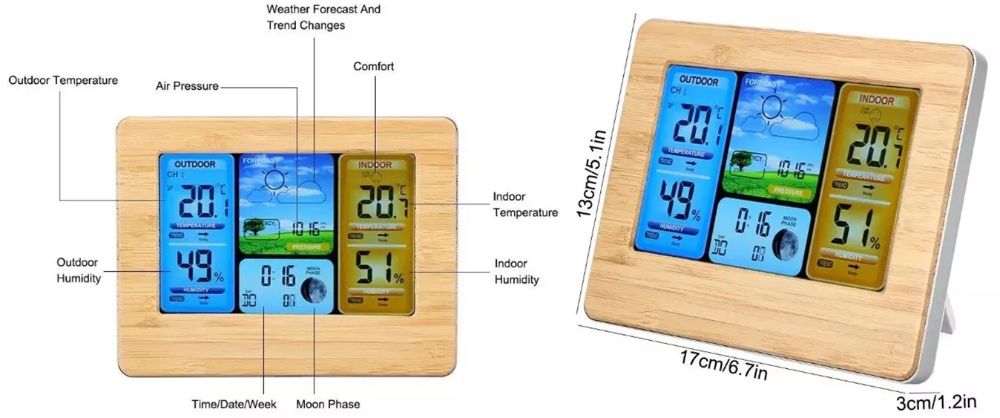 Statie meteo interior/exterior, wireless, calendar, umiditate. Noua!