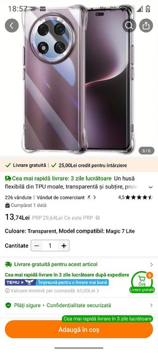 Husa și folii pentru telefon Honor Magic 7 Lite