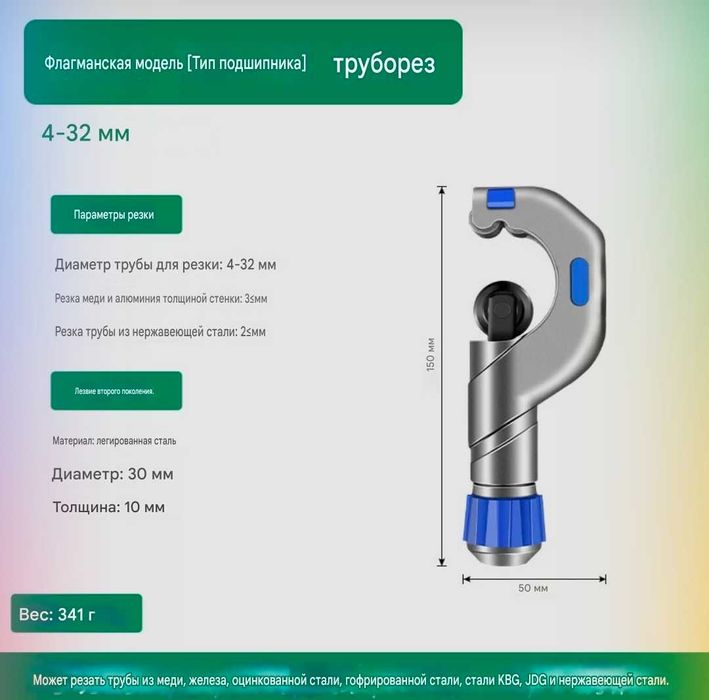 Ручной труборез CT-532 (трубоотрезной станок) 4-32мм 5-50мм 6-70мм