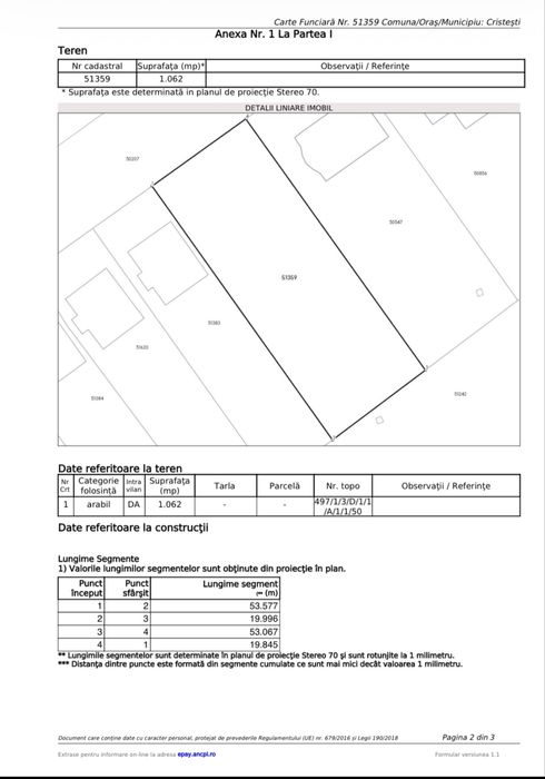 Teren intravilan imediat construibil de vânzare - 1.062 mp