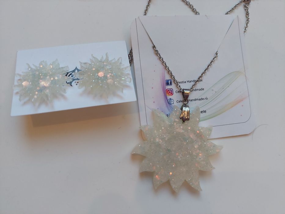 Set cercei și pandantiv rasina epoxidica