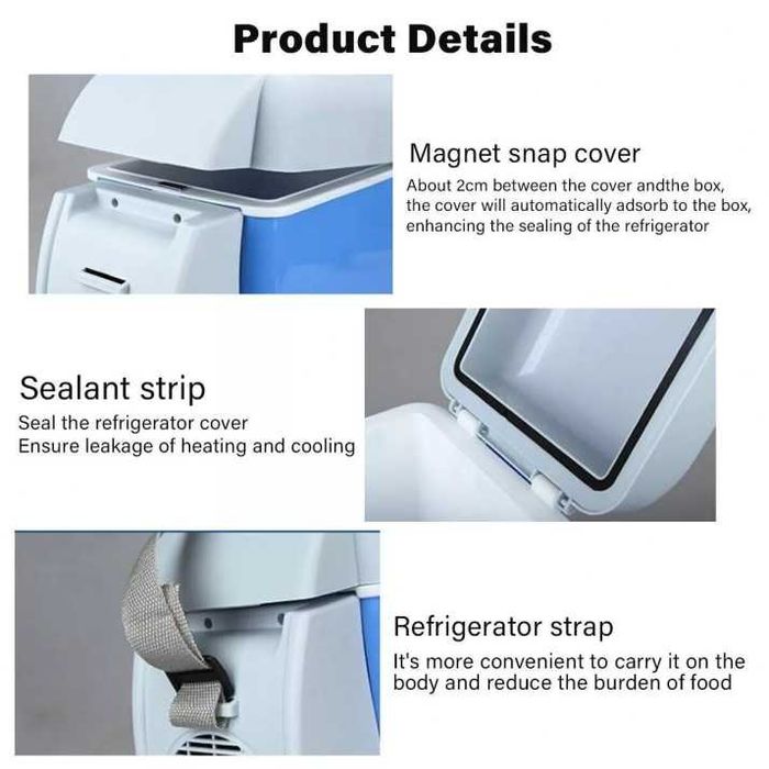 Електрическа хладилна кутия 7.5 литра със затопляне за автомобил, 12V