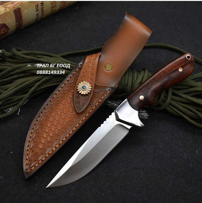 Ловен нож с кания от ествествена кожа HTWM-76 Full Tang
