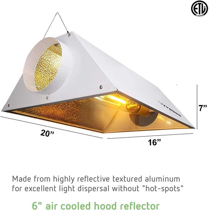 SunStream 600w HPS MH система за растения, капак с въздушно охлаждане