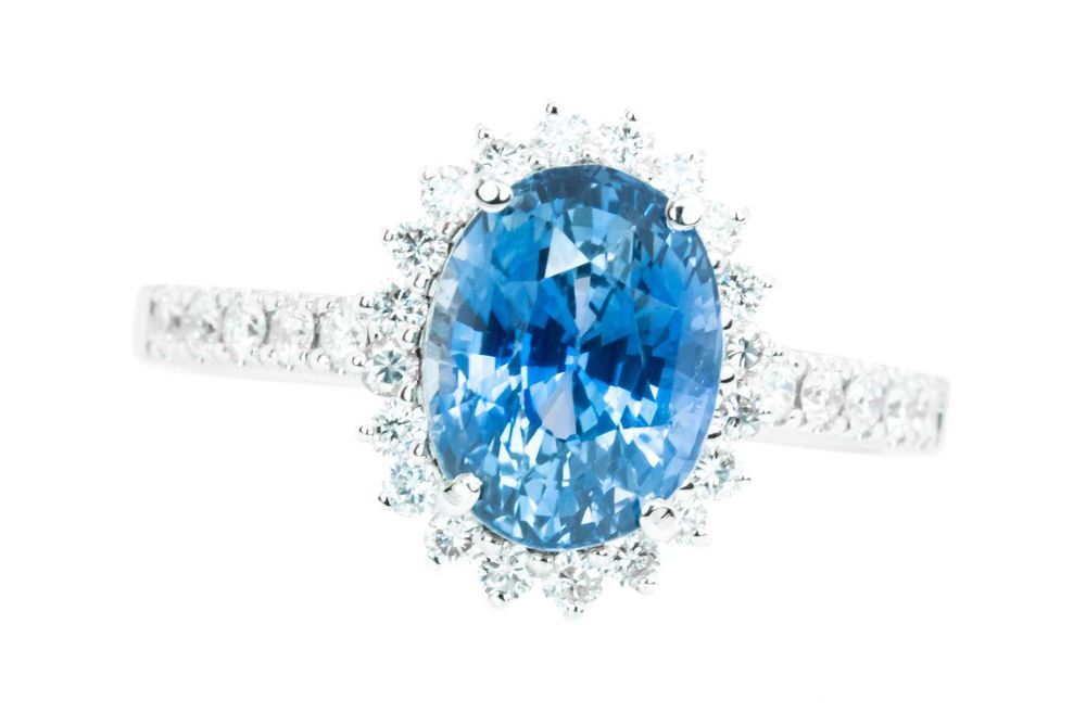 Inel aur alb cu safir natural